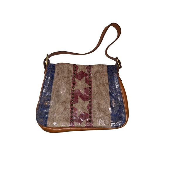 Isabella Fiore Handbags - Isabella Fiore Americana Studded Star Leather Shoulder Bag y2k Red Blue Metallic